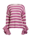 Tensione In Woman Sweater Magenta Size Onesize Acrylic, Mohair Wool, Polyamide In Purple