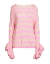Tensione In Woman Sweater Pink Size Onesize Acrylic, Mohair Wool, Polyamide In Pink