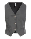 Tensione In Woman Tailored Vest Charcoal Size L Cotton, Elastane In Gray