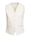 Tensione In Woman Tailored Vest Cream Size M Polyester, Viscose, Wool, Elastane In White