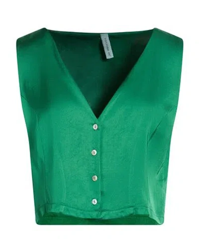 Tensione In Woman Tailored Vest Green Size M Viscose