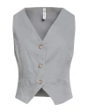 Tensione In Woman Tailored Vest Light Grey Size M Cotton, Elastane In Gray