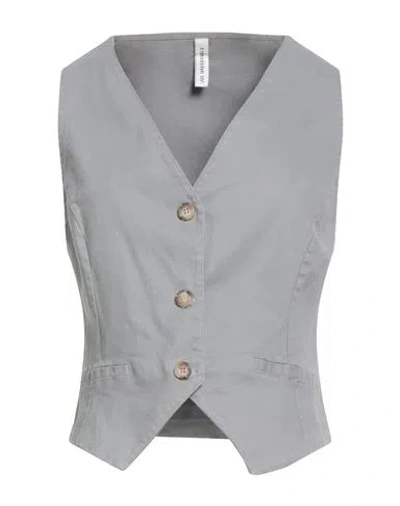 Tensione In Woman Tailored Vest Light Grey Size M Cotton, Elastane In Gray