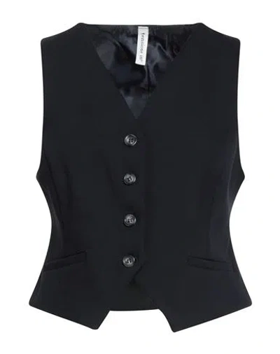 Tensione In Woman Tailored Vest Navy Size M Viscose, Polyamide, Elastane In Blue