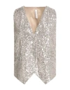 Tensione In Woman Tailored Vest Platinum Size M Polyester In Gold