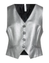 Tensione In Woman Tailored Vest Silver Size M Polyester, Viscose, Polyurethane, Elastane In Silver