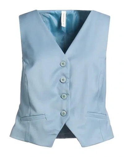 Tensione In Woman Tailored Vest Slate Blue Size M Polyester, Viscose, Elastane