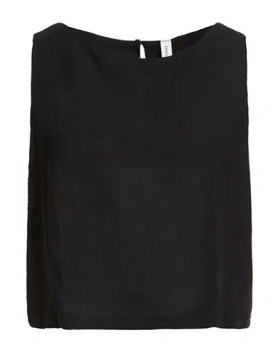 Tensione In Woman Top Black Size M Viscose, Linen