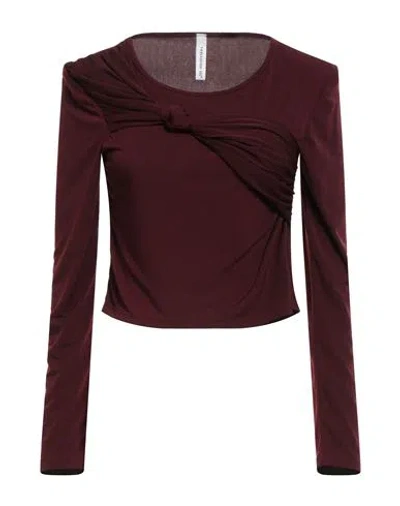 Tensione In Woman Top Burgundy Size M Polyester, Elastane In Brown