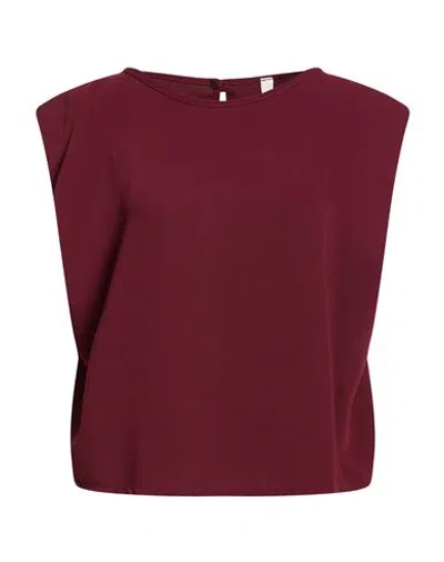 Tensione In Woman Top Burgundy Size S Recycled Polyester, Polyester In Red