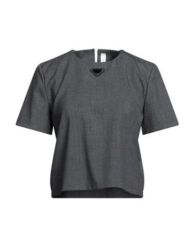 Tensione In Woman Top Charcoal Size M Polyester, Viscose, Elastane In Gray