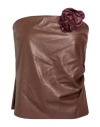 Tensione In Woman Top Burgundy Size M Polyester, Polyurethane In Brown