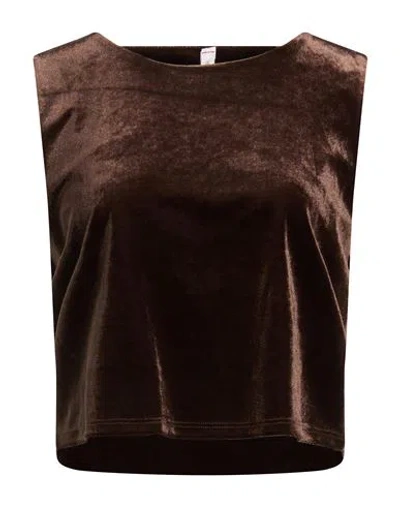 Tensione In Woman Top Dark Brown Size S Polyester, Elastane