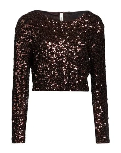 Tensione In Woman Top Dark Brown Size S Polyester, Elastane
