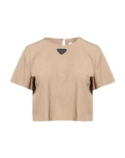 Tensione In Woman Top Khaki Size S Polyester, Viscose, Elastic Fibres In Neutral