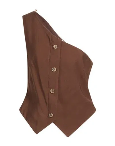 Tensione In Woman Top Light Brown Size M Viscose, Polyester