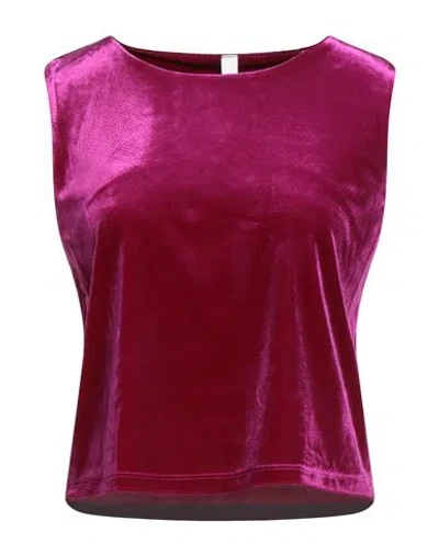 Tensione In Woman Top Magenta Size M Polyester, Elastane In Red