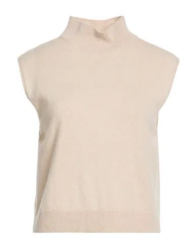 Tensione In Woman Turtleneck Beige Size Onesize Wool, Cashmere, Metallic Fiber In Neutral