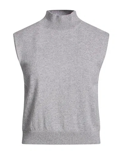 Tensione In Woman Turtleneck Light Grey Size Onesize Wool, Cashmere, Metallic Fiber In Gray