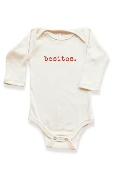 Tenth & Pine Kids'  Besitos Gender Inclusive Organic Long Sleeve Baby Bodysuit In Neutral