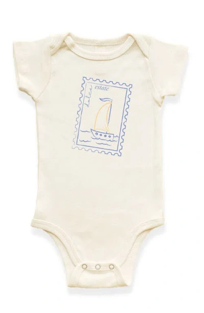 Tenth & Pine Kids'  Dolce Estate Stamp Organic Cotton Baby Bodysuit In Neutral