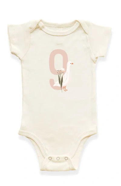 Tenth & Pine Kids'  Goose Monthly Milestones Short Sleeve Organic Baby Bodysuit In Neutral