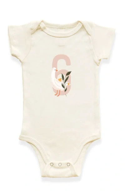 Tenth & Pine Kids'  Goose Monthly Milestones Short Sleeve Organic Baby Bodysuit In Neutral
