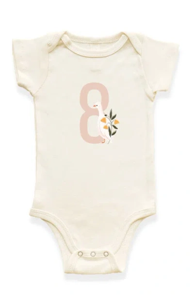 Tenth & Pine Kids'  Goose Monthly Milestones Short Sleeve Organic Baby Bodysuit In White