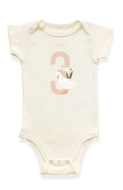 Tenth & Pine Kids'  Goose Monthly Milestones Short Sleeve Organic Baby Bodysuit In White