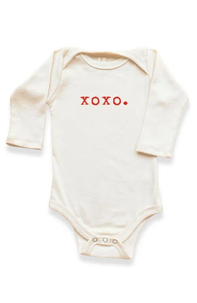 Tenth & Pine Kids'  Hugs & Kisses Gender Inclusive Organic Baby Bodysuit Long Sleeve In Neutral