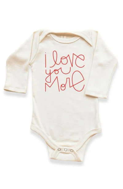 Tenth & Pine Kids'  I Love You More Gender Inclusive Organic Baby Bodysuit Long Sleeve In White