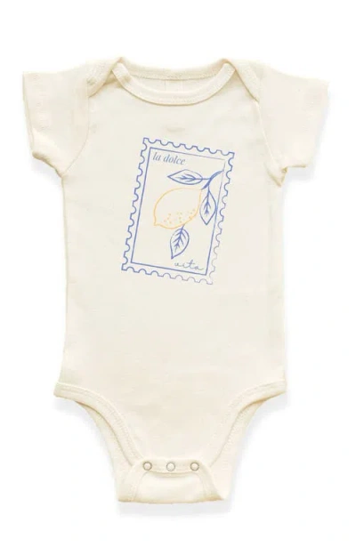 Tenth & Pine Kids'  La Dolce Vita Stamp Organic Cotton Baby Bodysuit In Brown