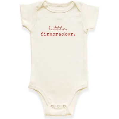 Tenth & Pine Kids'  Little Firecracker Organic Cotton Short Sleeve Baby Bodysuit In White