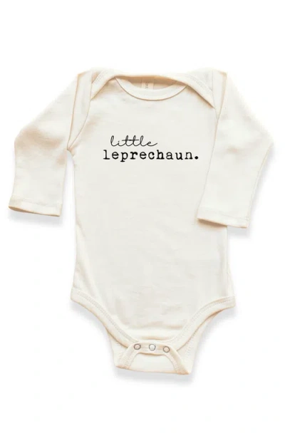 Tenth & Pine Kids'  Little Leprechaun Organic Baby Bodysuit Long Sleeve In White