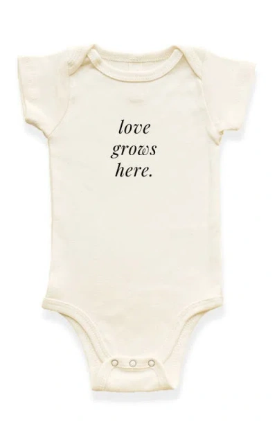 Tenth & Pine Kids'  Love Grows Here Organic Cotton Baby Bodysuit In Brown