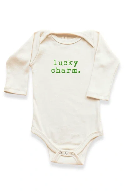 Tenth & Pine Kids'  Lucky Charm Organic Baby Bodysuit Long Sleeve In White