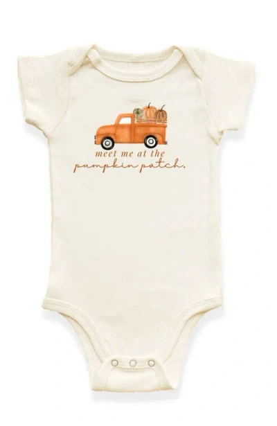 Tenth & Pine Kids'  Meet Me At The Pumpkin Patch Organic Baby Bodysuit In White