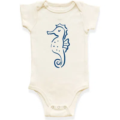 Tenth & Pine Kids'  Seahorse Organic Cotton Baby Bodysuit In White