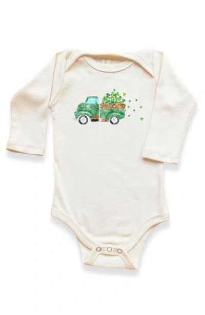 Tenth & Pine Kids'  Shamrock Truck Organic Baby Bodysuit Long Sleeve In Neutral