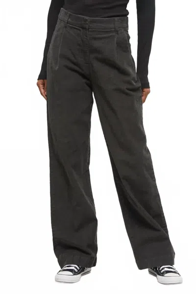 Tentree Ecostretch Corduroy Straight Leg Pant In Forest River Green In Black