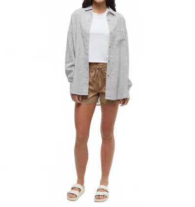 Tentree West End Oversized Fit Button Up Longsleeve Shirt In Graphite In Green