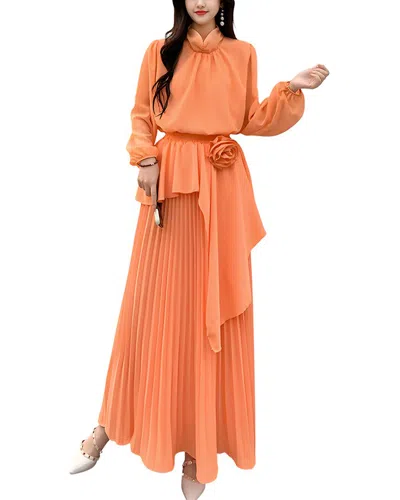 Teodora 2pc Blouse & Skirt Set In Orange