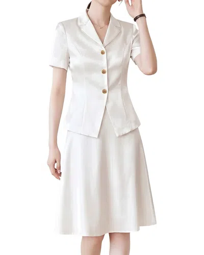 Teodora 2pc Jacket & Skirt Set In White