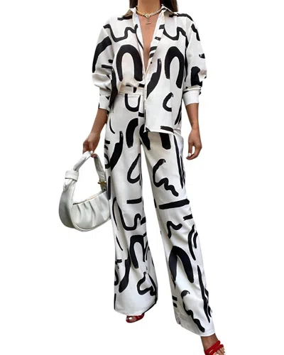 Teodora 2pc Shirt & Pant Set In White