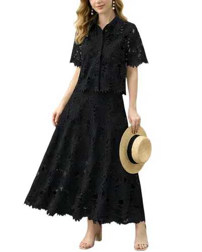 Teodora 2pc Shirt & Skirt Set In Black