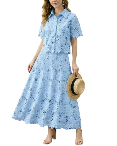 Teodora 2pc Shirt & Skirt Set In Blue