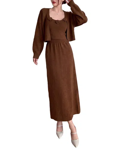 Teodora 3p Cardigan, Top, & Skirt Set In Multi