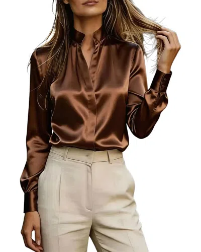Teodora Long Sleeve Blouse In Brown