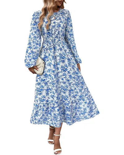 Teodora Long Sleeve Midi Dress In Blue