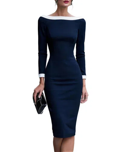Teodora Long Sleeve Midi Dress In Blue